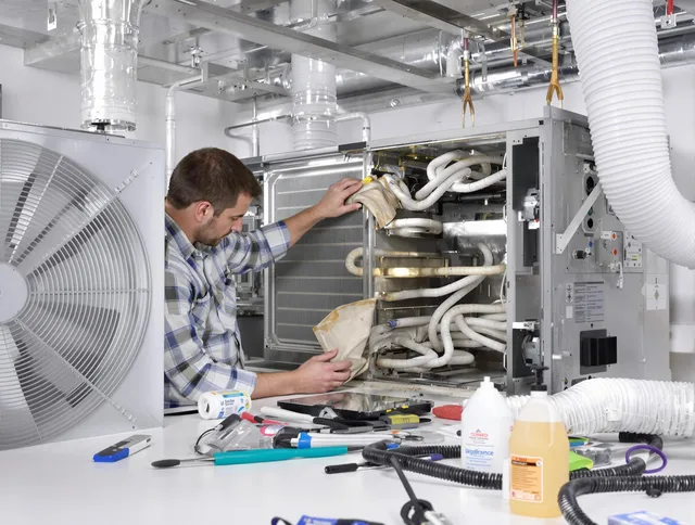 Rehoboth Air Duct Cleaning specialist performing precision AC coil cleaning in Rehoboth
