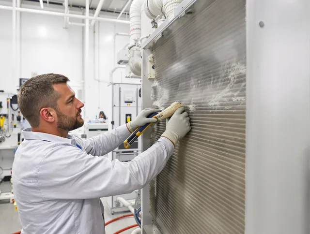 Rehoboth Air Duct Cleaning technician performing precision commercial coil cleaning at a Rehoboth business