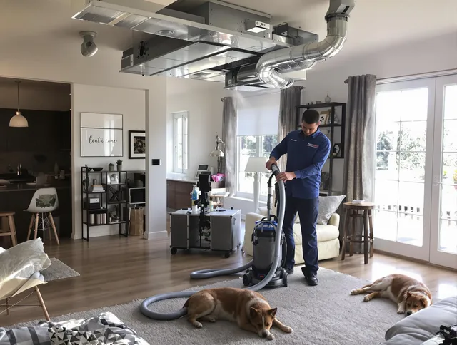 Rehoboth Air Duct Cleaning technician performing detailed indoor duct cleaning for improved air quality in Rehoboth